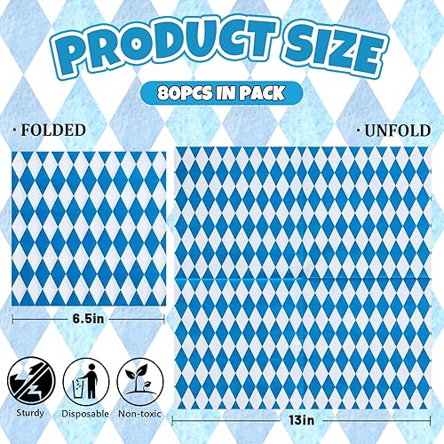 Miniatura 2 de Whaline Paquete de 80 servilletas Oktoberfest de 6.5 x 6.5 pulgadas, servilletas de papel desechables para el Oktoberfest para el festival de