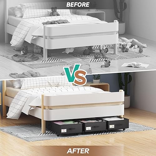 Miniatura 8 de PHINOX Contenedores de almacenamiento debajo de la cama con ruedas, organizador de zapatos debajo de la cama con asas reforzadas de ventana