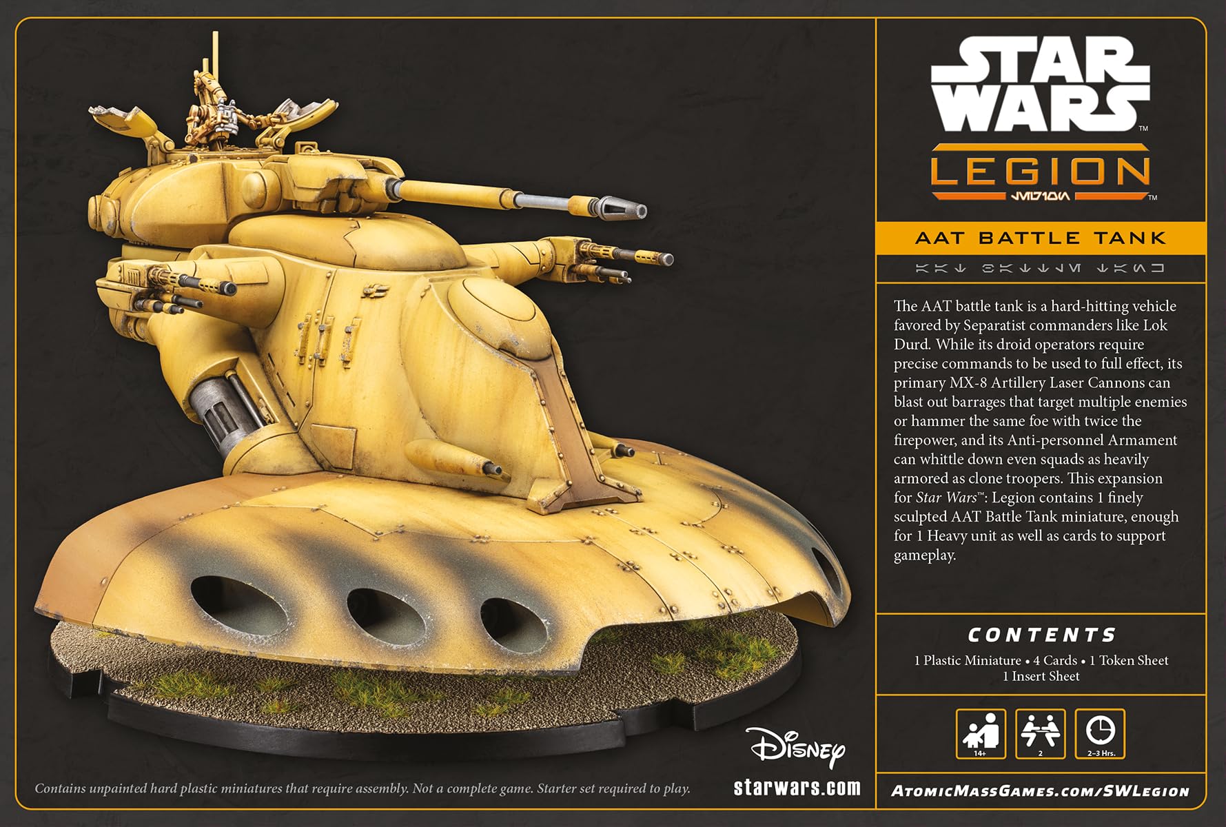 Atomic Mass Games | Star Wars Legion AAT Battle Tank | Espansione Di Unità, Veicolo Separatista, 8 Carte Miglioria | 2 Giocatori | 90 Min