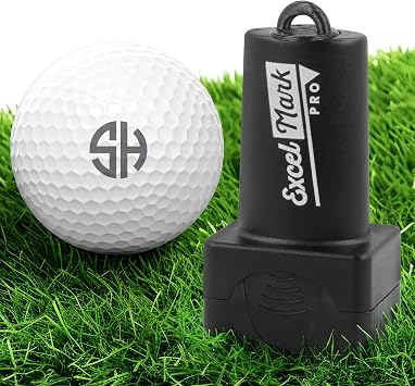 ExcelMark Custom Golf Ball Stamp for Easy Marking and Identification of Golf Balls - 4 Colors and 11 Number of Designs Available Bold Monogram