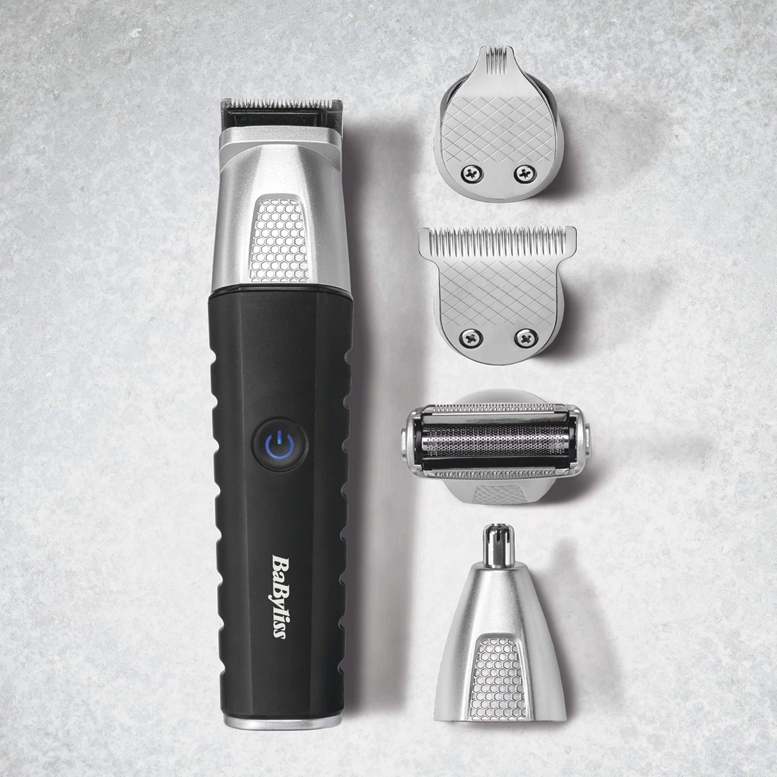 BaByliss Tondeuse Multi-usages Lithium Power 11-in-1 - Kit complet sans fil incluant une tondeuse barbe,cheveux et nez, oreilles et sourcils, Waterproof, Noir/Gris, MT812E