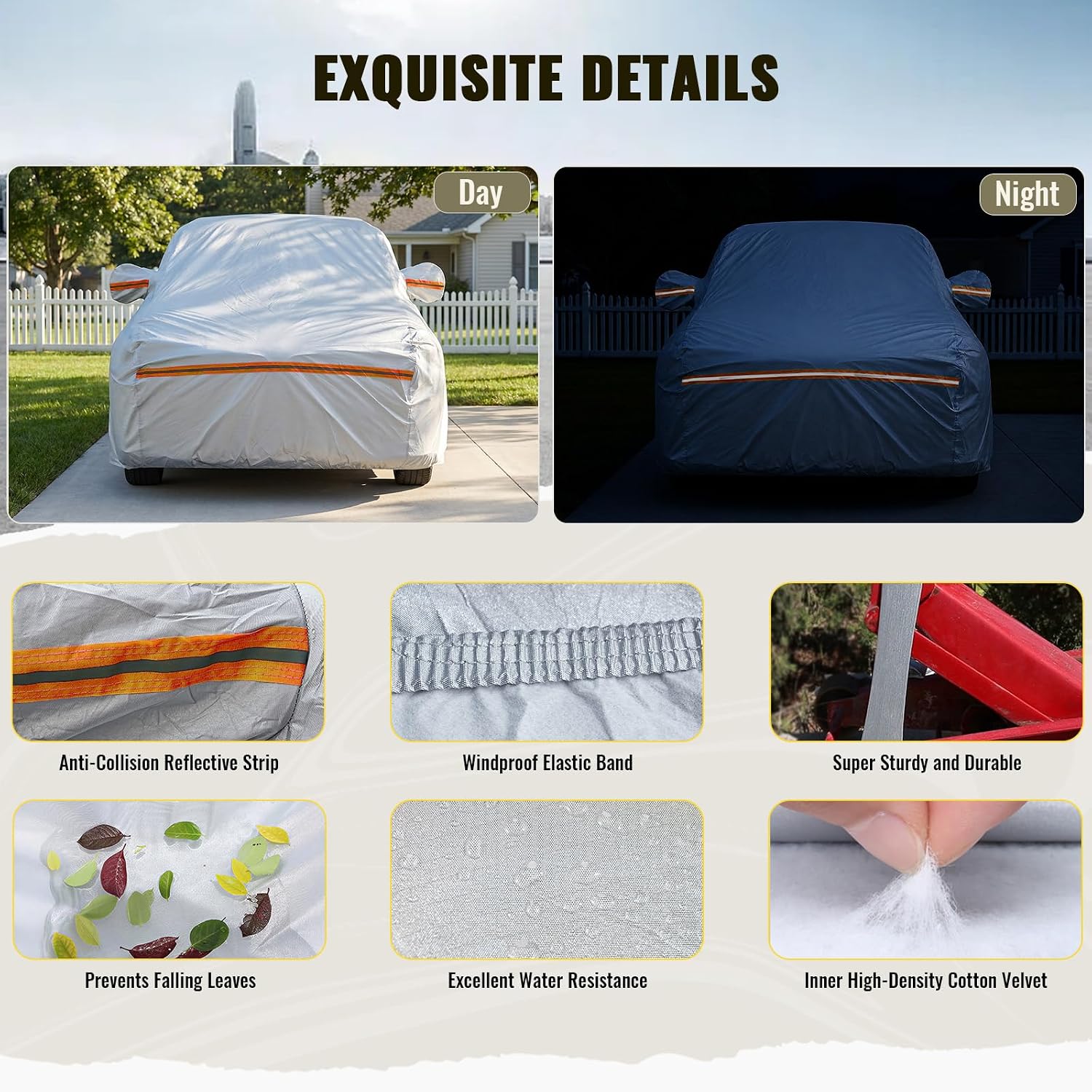 TUCAREST 6 Layers Full Car Cover for Pickup/Truck - Waterproof, Insulated, Anti-UV, Snow-Proof, Anti-Wind, All-Weather, Thickened Protection, up to 206 in