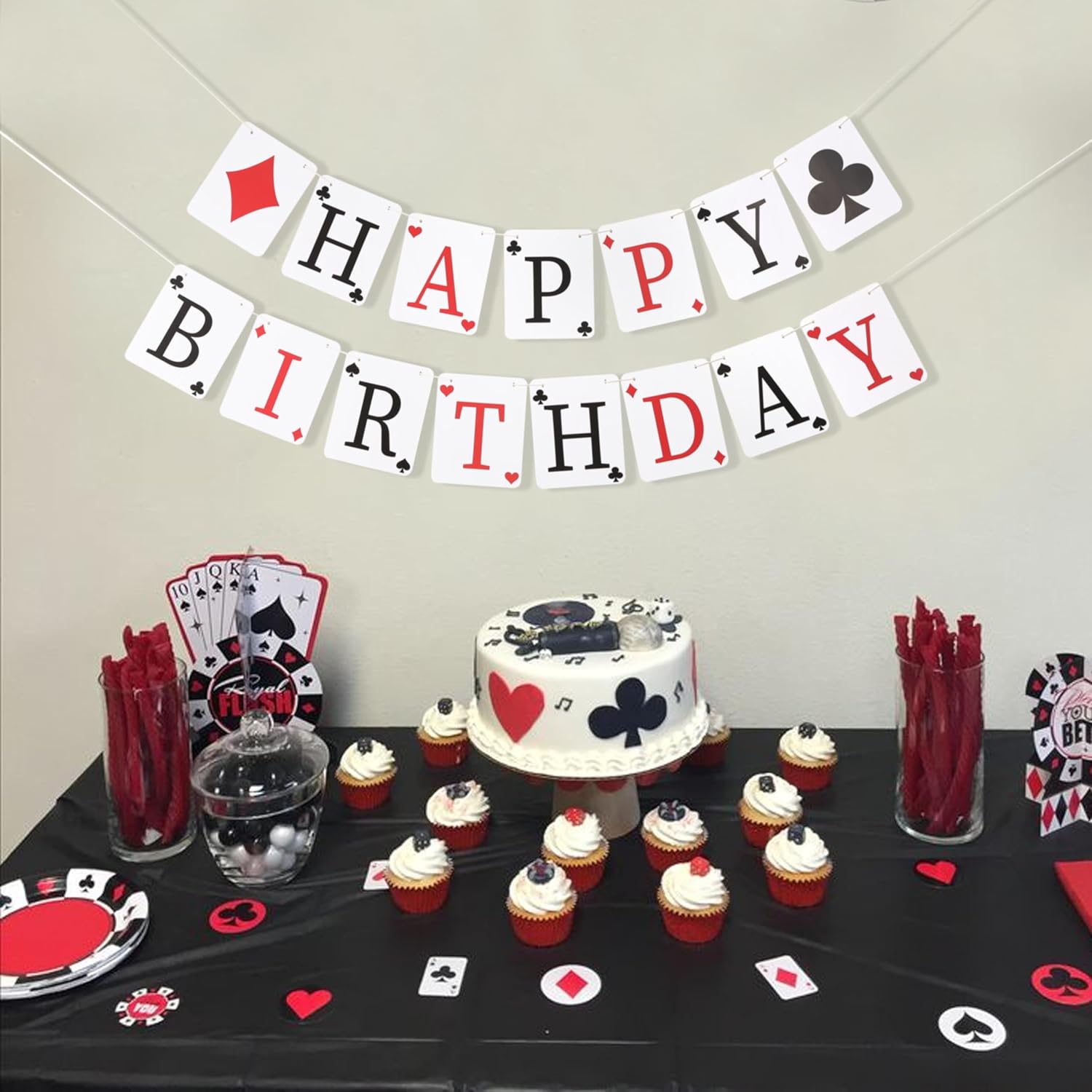 Casino Happy Birthday Banner - Poker Casino Theme Party Decorations, Las Vegas Poker Night Party Supplies - Image 4