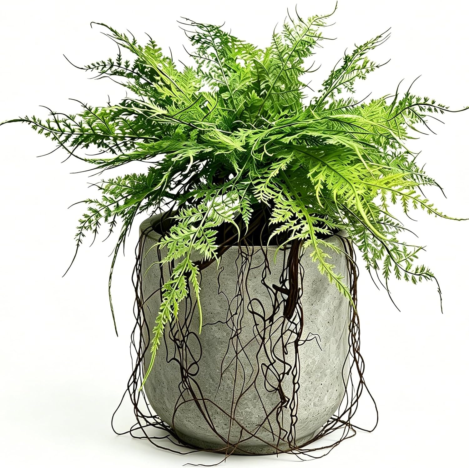 Hrobek 2 Pack Ferns Artificial Hanging Plants for Outdoor Fake Faux Fern Plants with Roots, UV Resistant Greenery Plants for Indoor Home Patio Porch Decor (Pot Not Include)