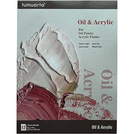 tumuarta Oil Painting Paper Pad 9x12” | 140lb Acid-Free Canvas-Textured Paper