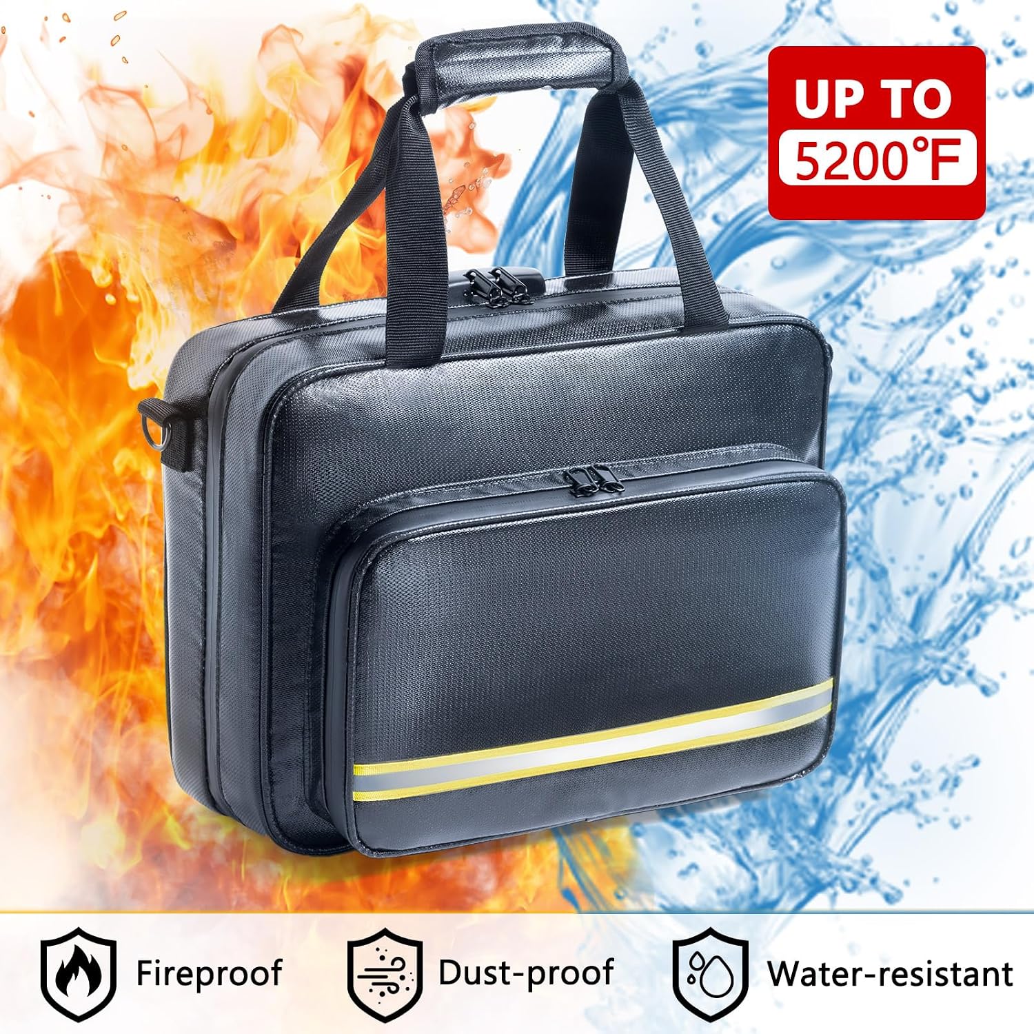 5200 Fireproof Document Organizer - Large Fireproof Bag with 20 Pockets - Locking Document Safe for Home and Office