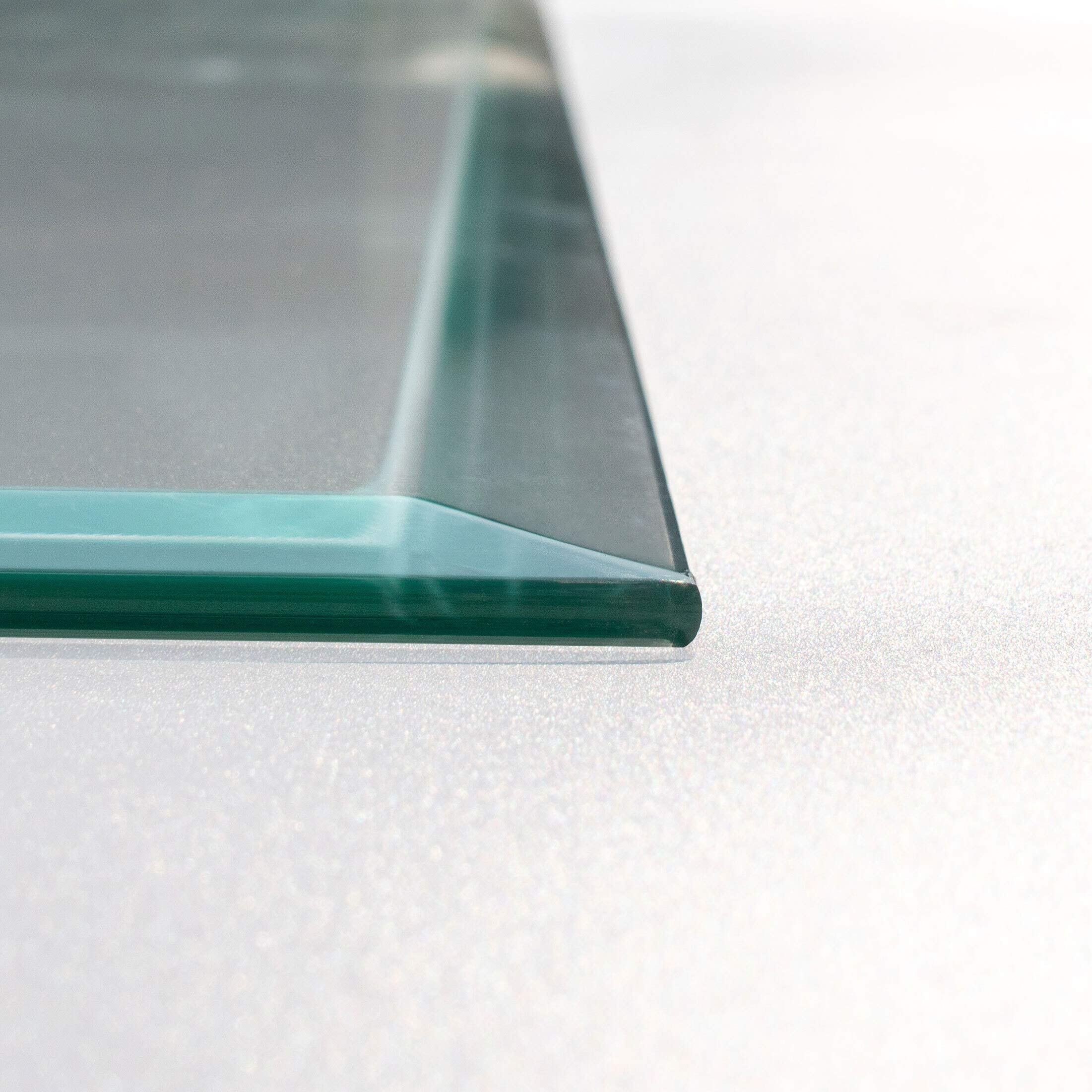 Glas Bodenplatte Funkenschutz Tropfen Form groß Ø 125cm 6mm Stärke mit Silikon Schmutzlippe ESG Einscheibensicherheitsglas für Kamin und Ofen Facettenschliff Klarglas