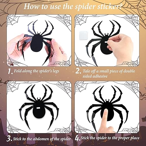 Miniatura 6 de 60 piezas de decoración de Halloween para interiores, decoración de telaraña 3D, calcomanías de decoración de Halloween, decoraciones de pared,