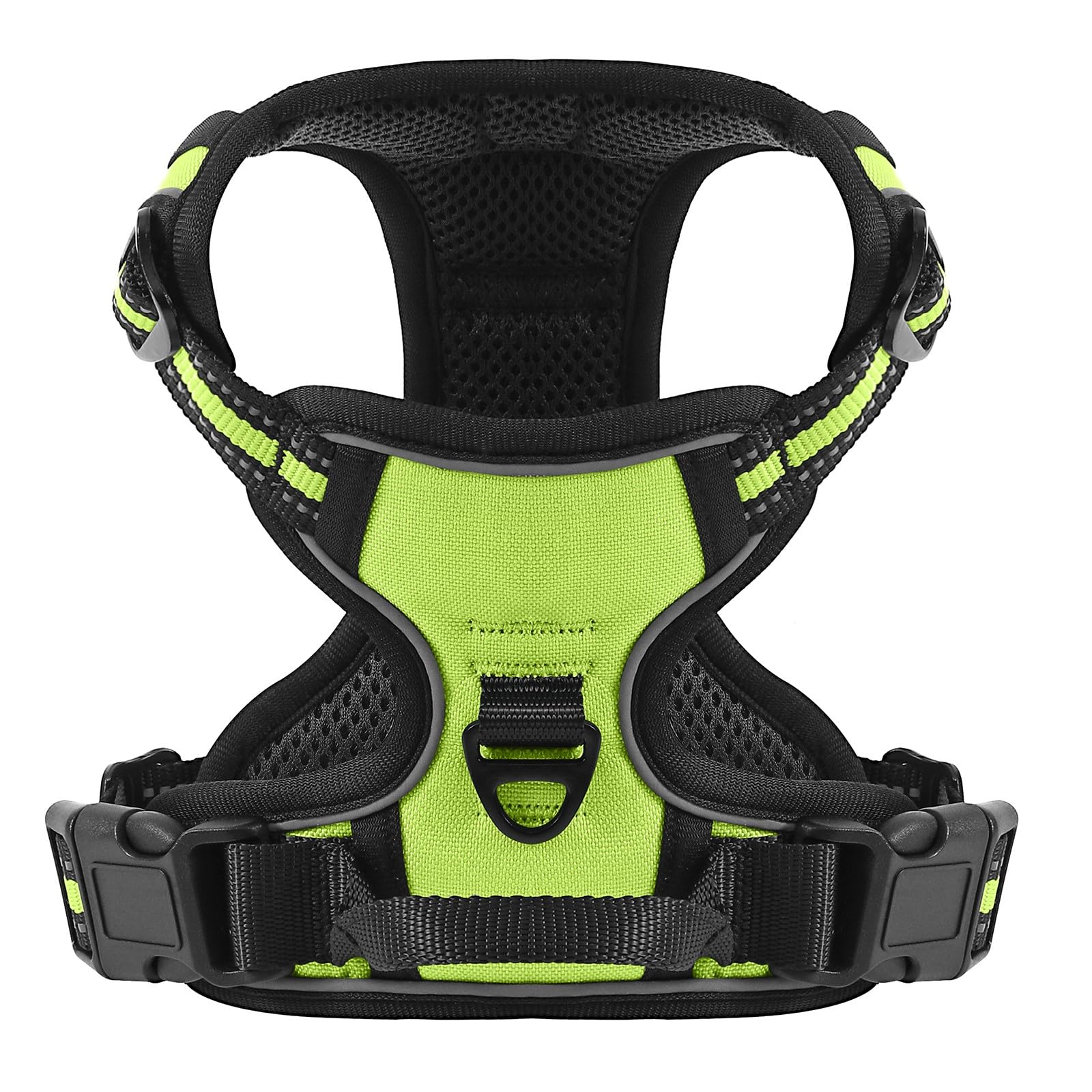 COMSLE Pettorina Cane Taglia Grande Media Piccola, Pettorina per Cani Anti Tiro Riflettente, Imbracatura Regolabile Cani con 2 Ganci in Metallo per Addestramento Corsa (Verde, L)