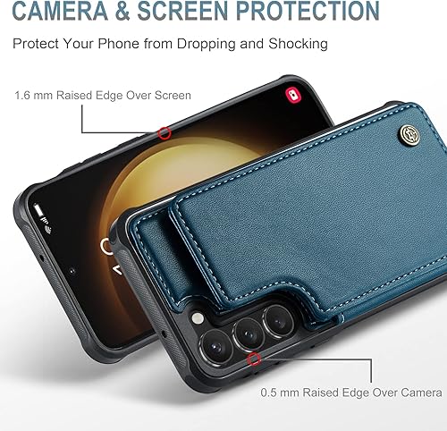 Miniatura 4 de Vinich Funda tipo cartera para Samsung Galaxy S23 con tarjetero, bloqueo RFID, ranuras de crédito, función atril, a prueba de golpes, para mujeres y