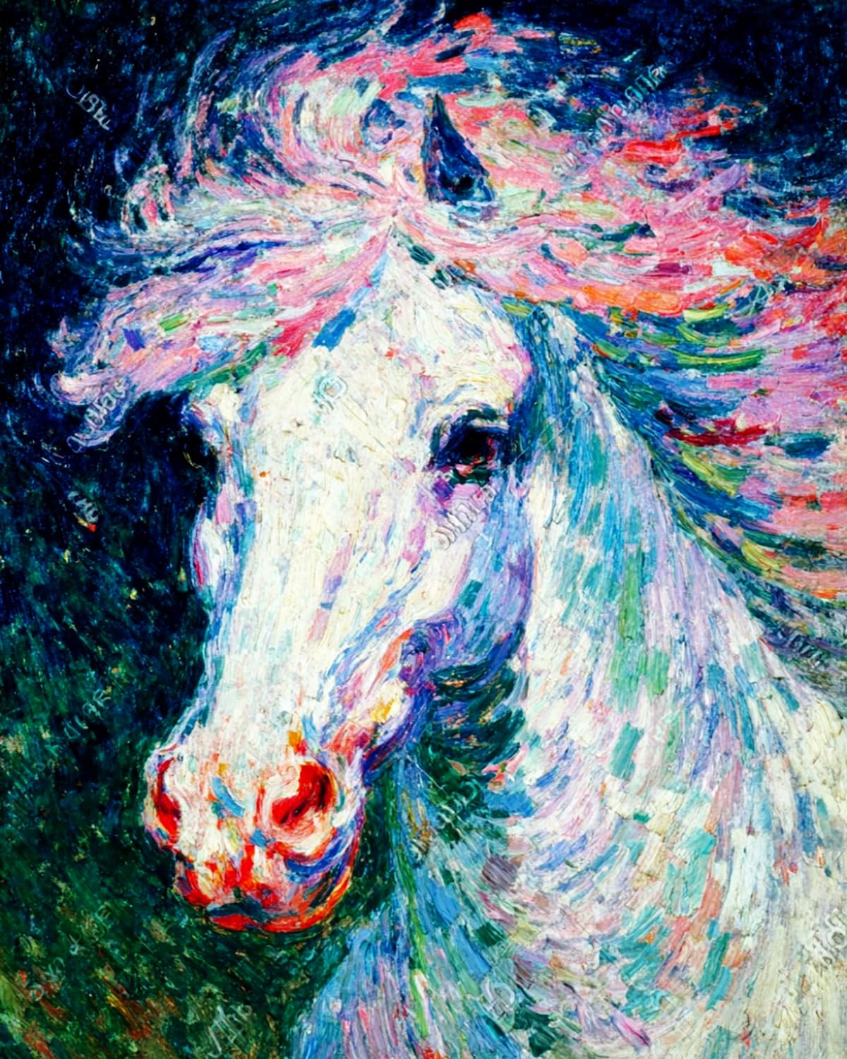 Liubaishi Multicolour Paint By Numbers For Adults, Colourful Mane White Horse, 40X50 Cm Acrylic Canvas Painting Kit With 3 Brushes