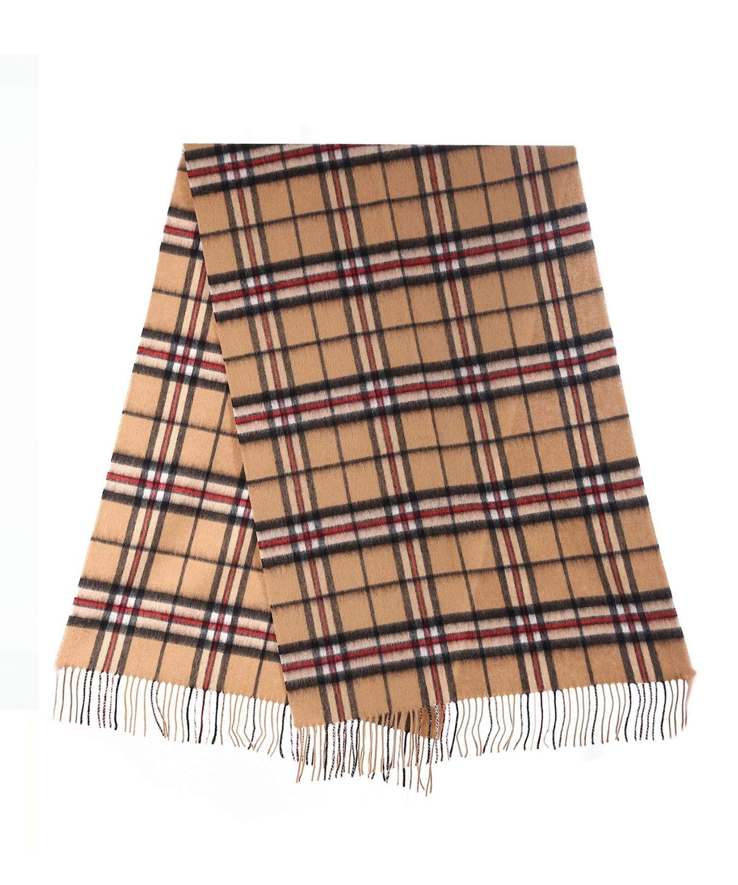 Edinburgh Cashmere Women's Thomson Camel Check 100% Pure Lambswool Stole – 60X180 Cm, Extra Fine Large Stole Featured In Vogue, Gq, Tatler & Grazia | Winter Wear & Apparel, Camel