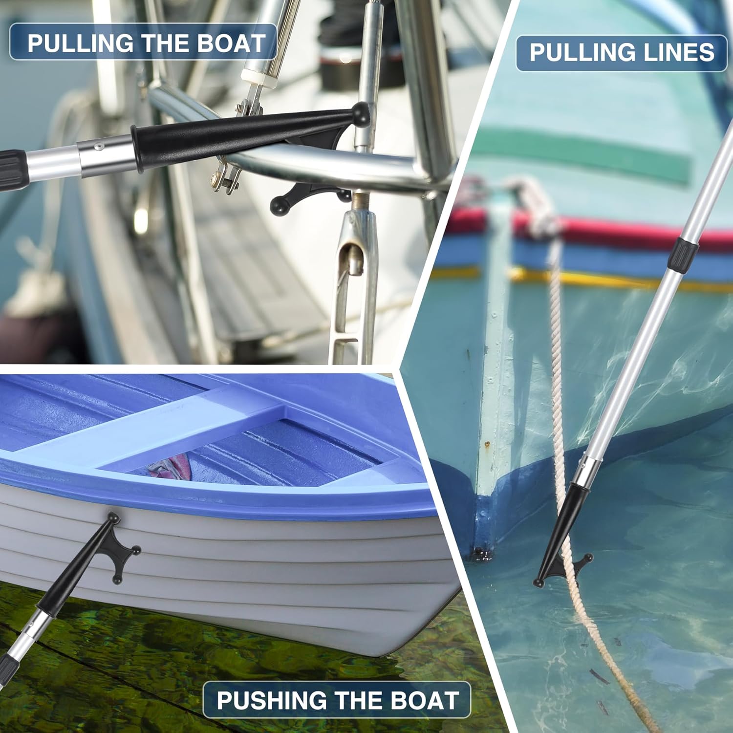 Lineslife Boat Hooks for Docking,Telescoping Boat Hook,Sturdy and Lightweight Push Pole for Boat Accessories