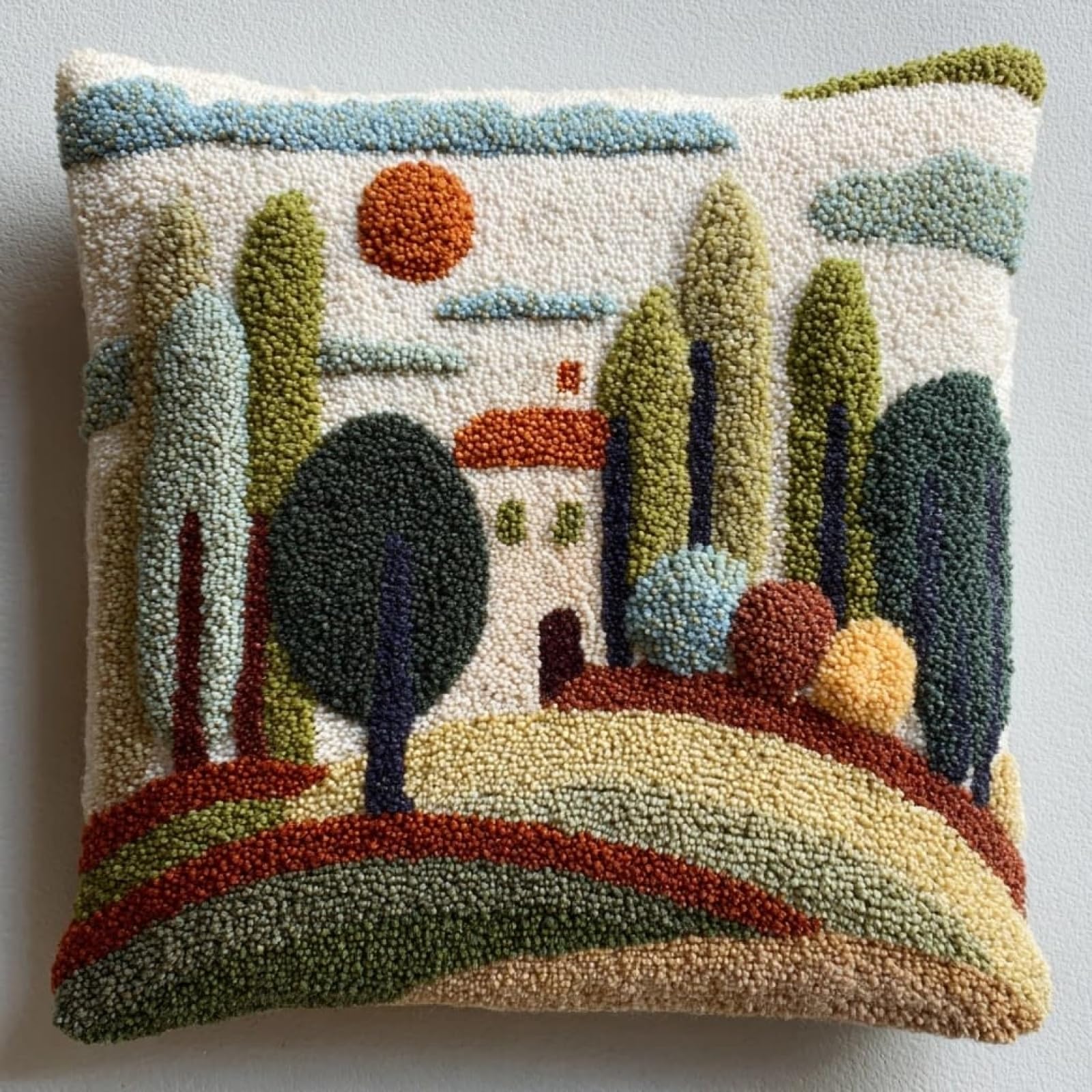 Axiangzik Village Beginners Diy Crochet Pillow Kit,