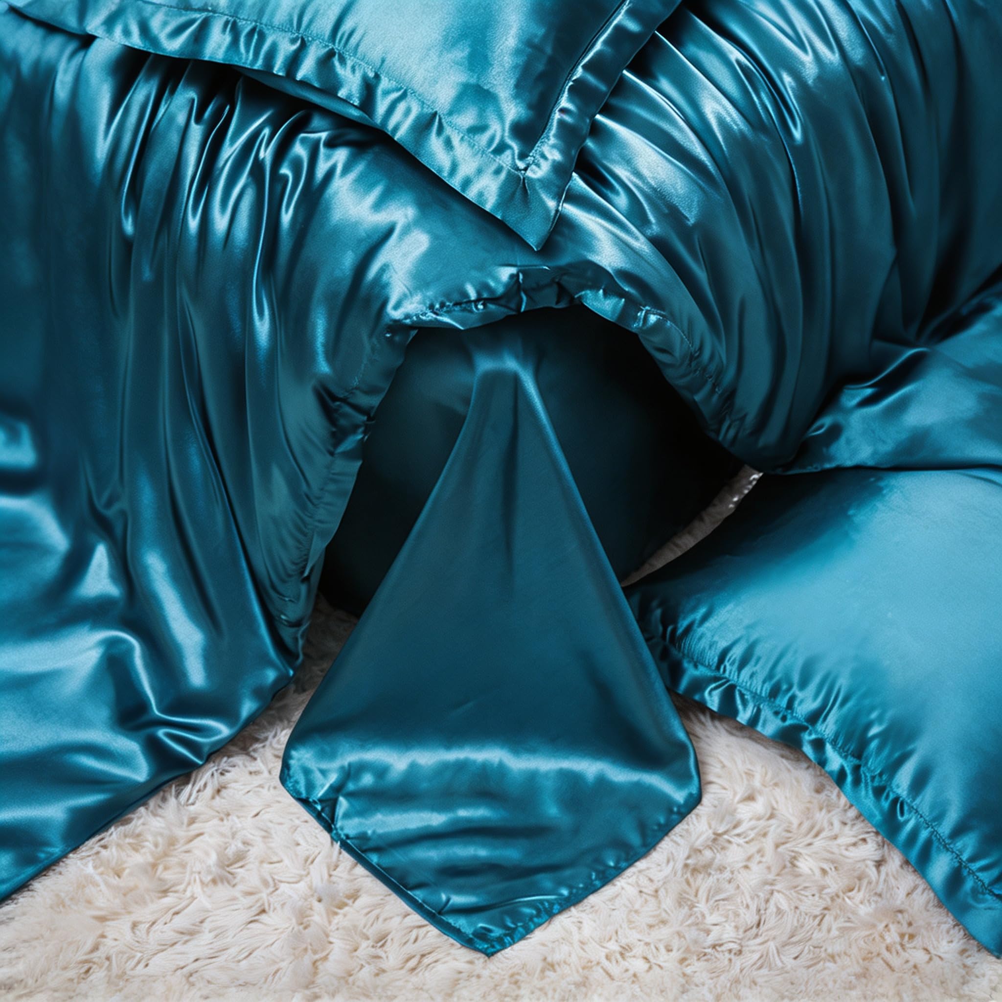 Set copripiumino per letto matrimoniale, 3 pezzi, tessuto satinato liscio e setoso, include 1 copripiumino, 1 lenzuolo con angoli e 1 federa, tinta unita