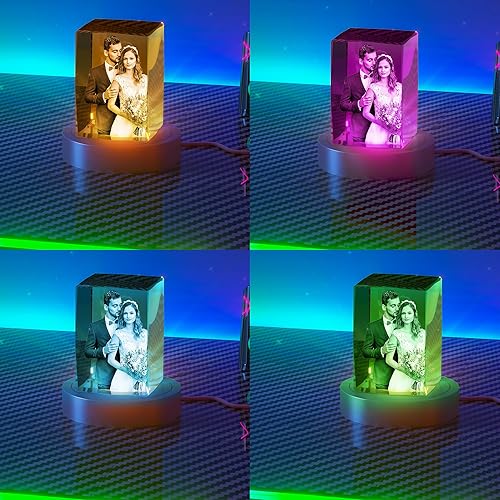Miniatura 4 de Foto de cristal 3D, regalos personalizados para padre, papá, marido, mamá, esposa, hombres, mujeres, ella, él, regalos de cumpleaños conmemorativos