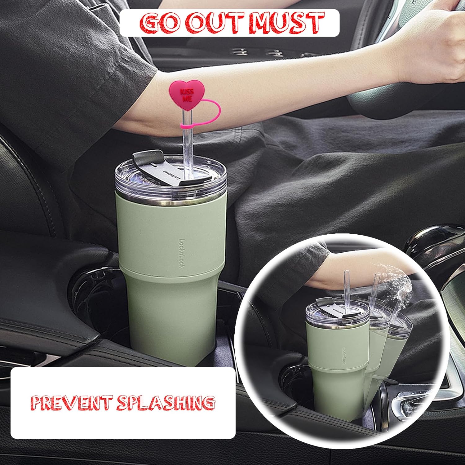 Leogony 4PCS Silicone Straw Covers Cap for Stanley, 10mm Resuable Cup Accessories Straw Topper (Pink+Red) 8 817Go7CyjGL. AC SL1500