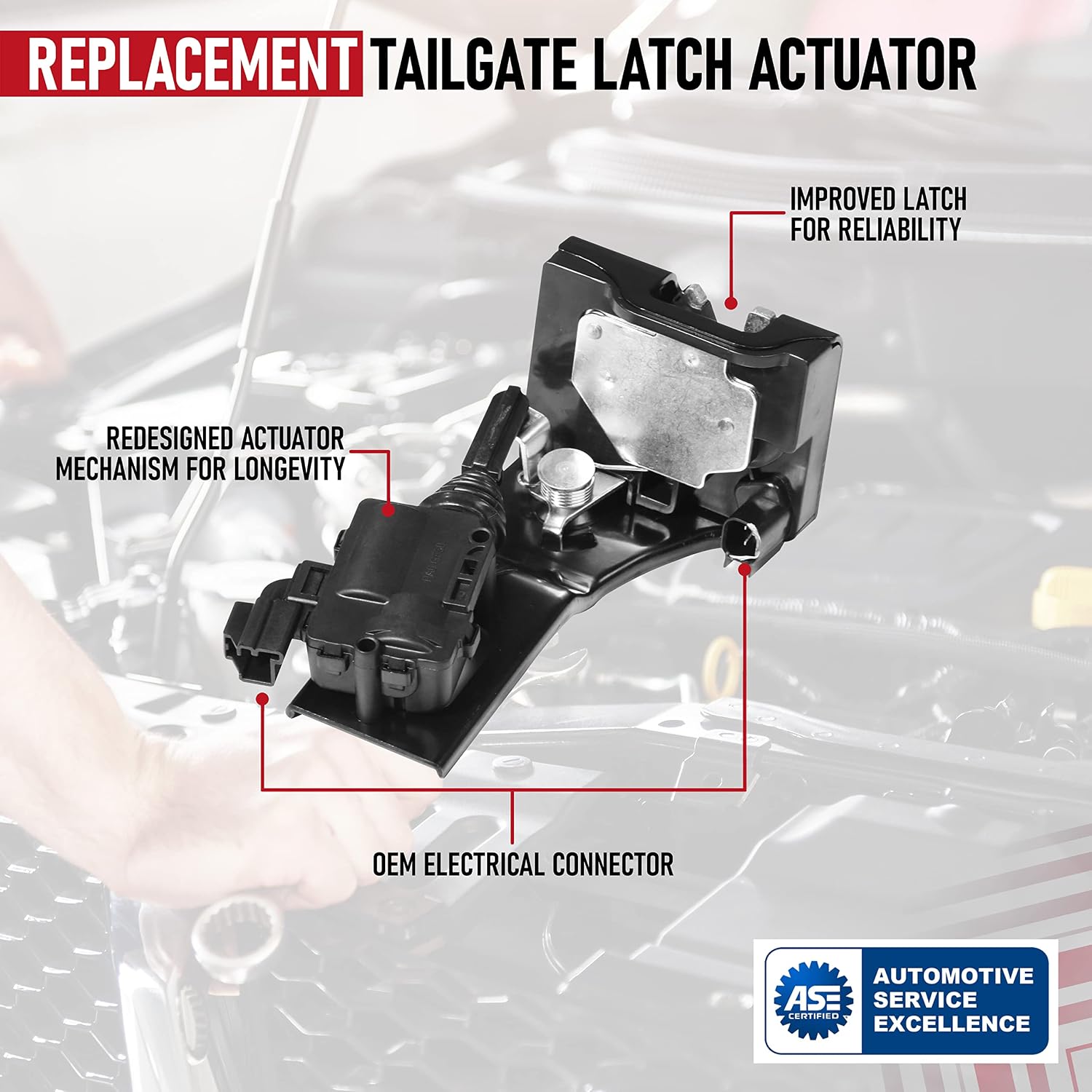 Rear Liftgate Door Lock Actuator - Tailgate Latch Assembly - Compatible with Ford Escape, Mazda Tribute, Mercury Mariner - Replaces 9L8Z-7843150-B, 937-663, 9L8Z843150B, 937663