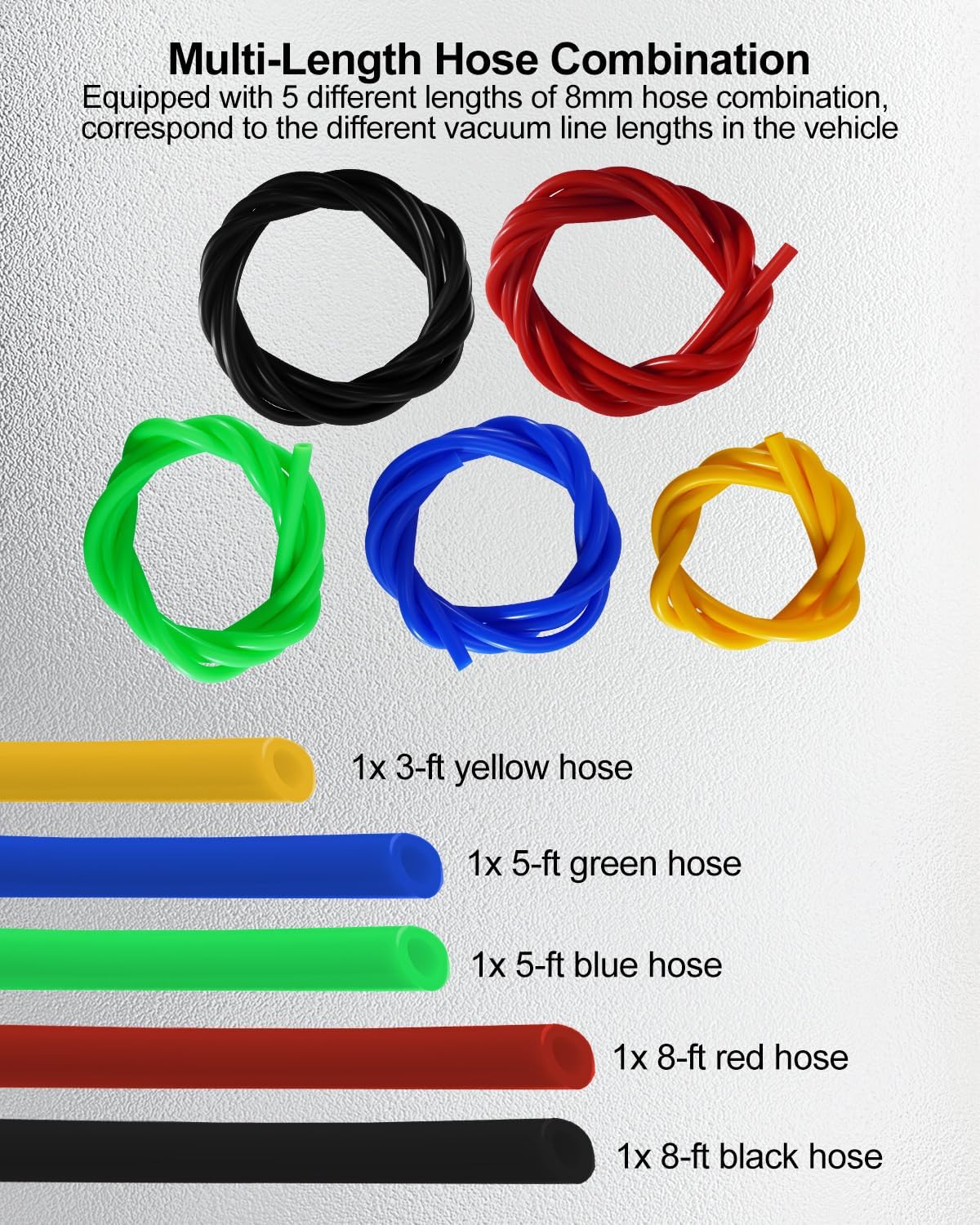 8mm Vacuum Line Kit Fit for Ford F-150 Only 305w 351w Engines 5.0 5.8 Hoses 1992-1996 5-PCS
