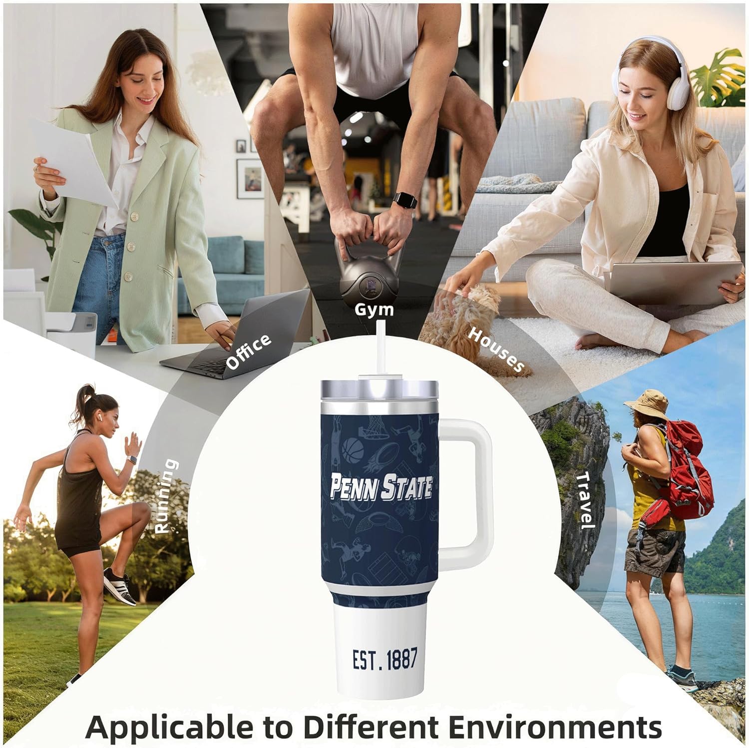 Tumbler 30oz Straight Skinny Portable Handle Car Cups With Anti slip Sleeve Straw Dust Cover,Sports Travel,Stainless Steel Insulated Gifts for Men Women Fans - Image 6