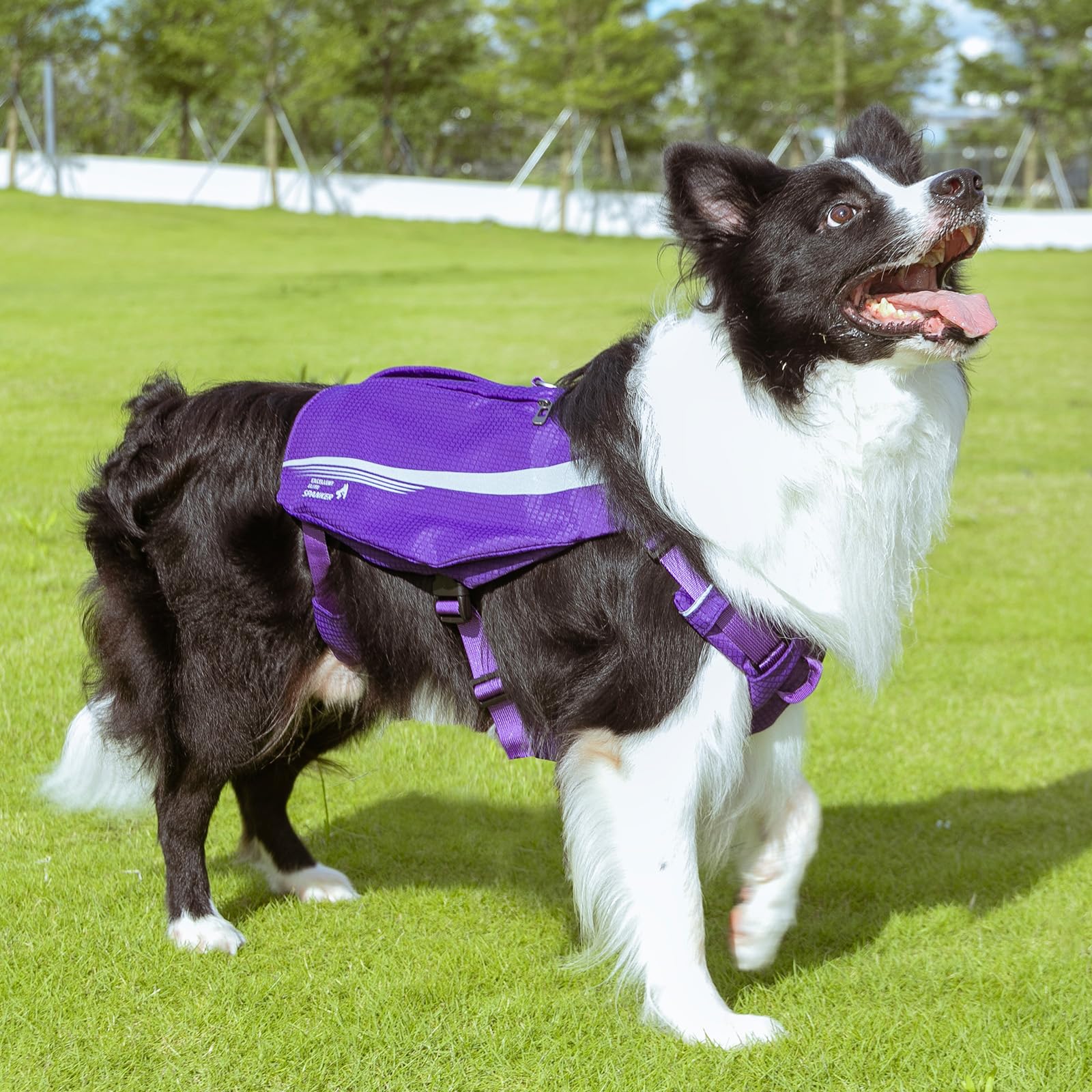 EXCELLENT ELITE SPANKER Mochila reflectante en forma de Y con bolsillos con asa, sin tirones, anillos en D, equipo ligero de senderismo para perros, caza, camping, viajes (negro)