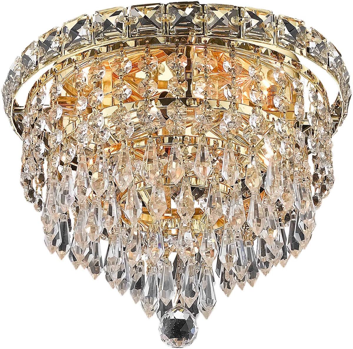 🔥 Hоt Dеаlѕ Elegant Lighting 2526F10G/RC Royal Cut Clear Crystal Tranquil 4-Light, Single-Tier Flush Mount Crystal Chandelier, Finished in Gold with Clear Crystals