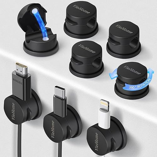 Paquete de 8 clips magnéticos para organizar cables, soporte de cable ideal para mesita de noche, escritorio, soporte para cargador - Soporte de