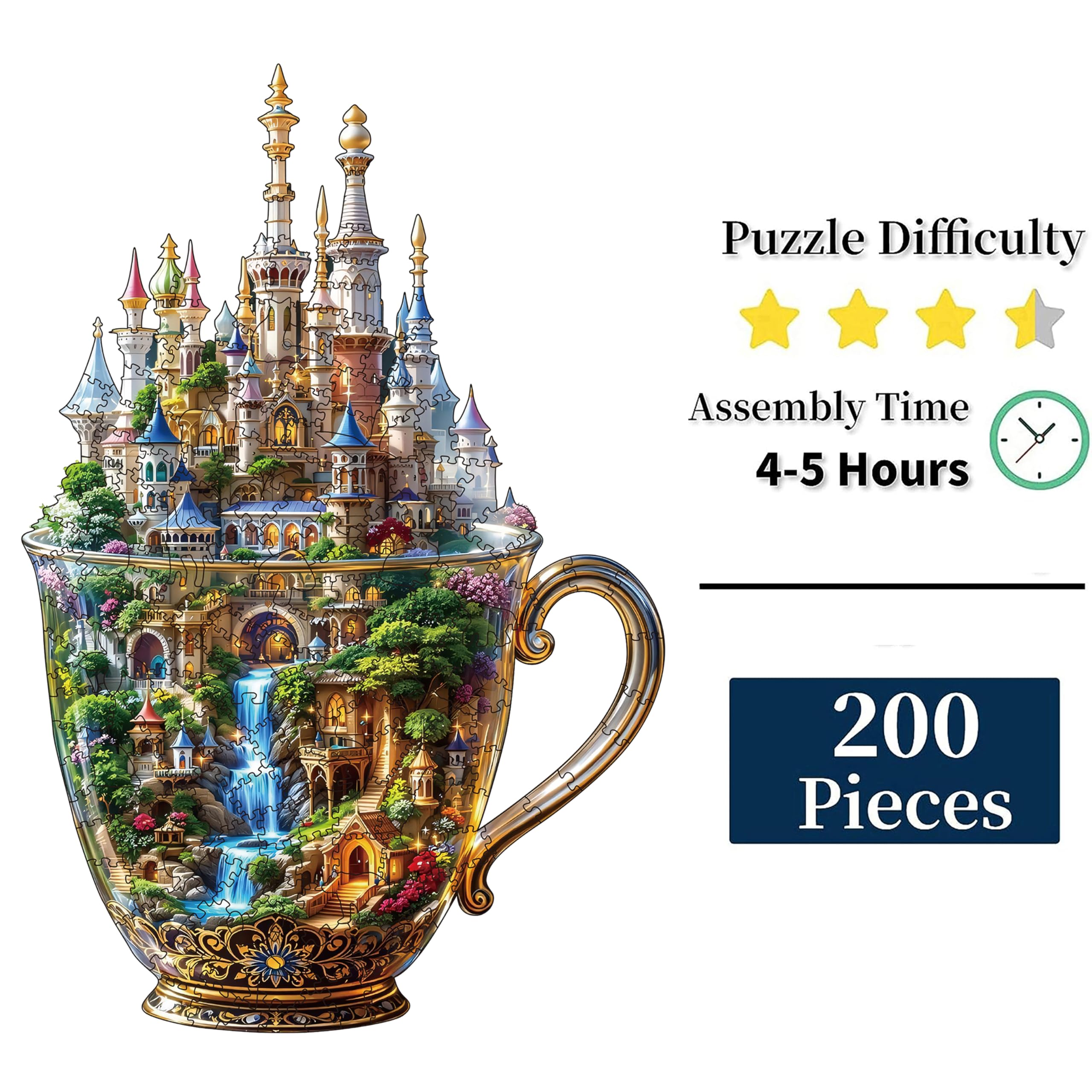 Wooden Puzzles for Adults 200 pcs House in a Cup House Wooden Jigsaw Puzzles for Adults,Irregular shape animal puzzle - Image 4
