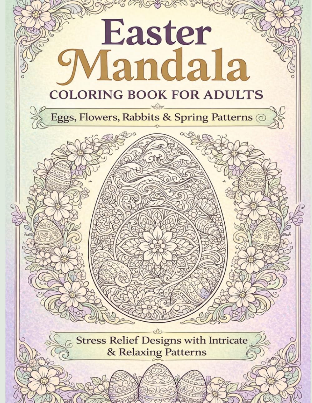 Easter Mandala Coloring Book for Adults: Stress Relief Designs with Eggs, Flowers, Rabbits & Spring Patterns