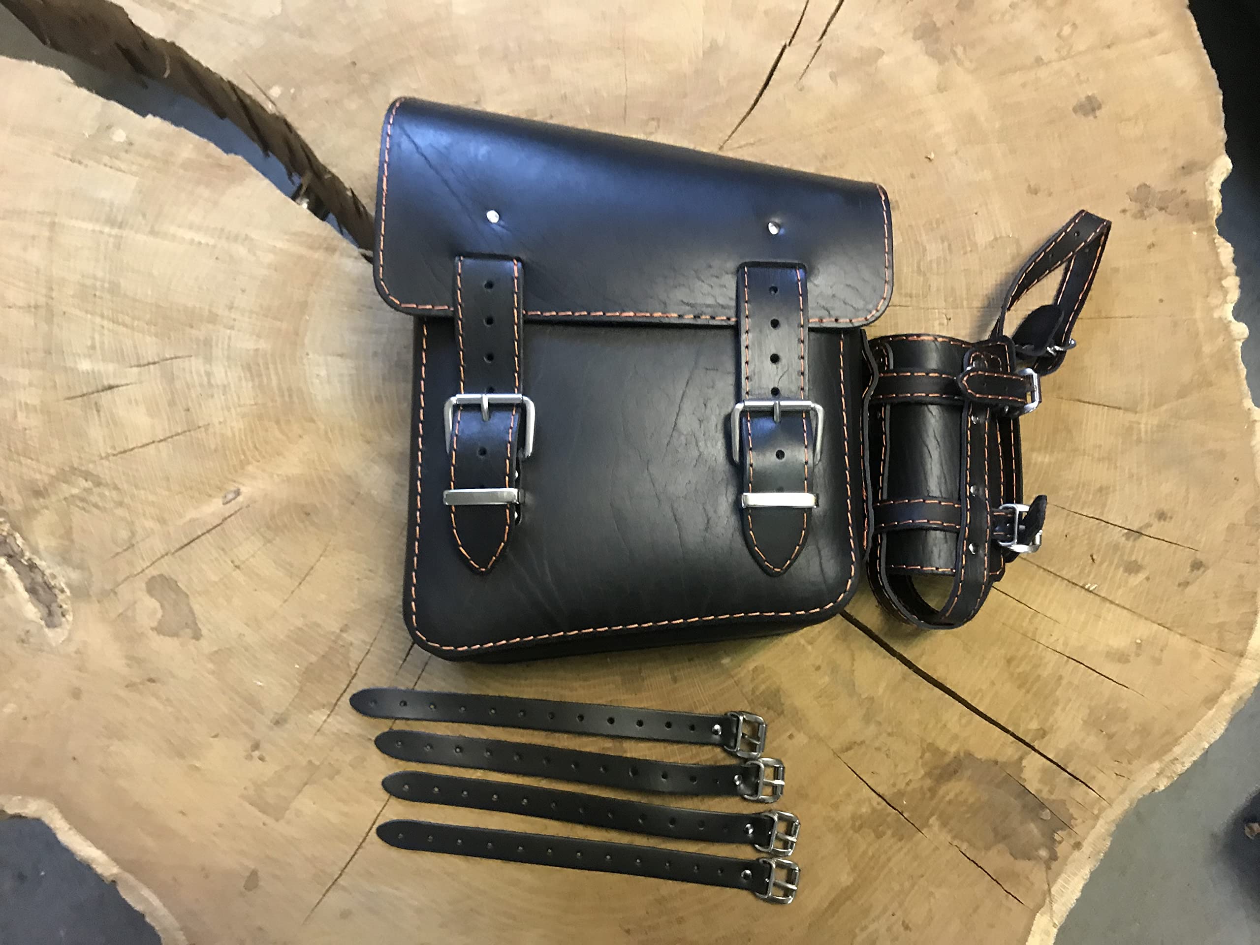 Tasca laterale Hulk nero e arancione compatibile con Harley Davidson Softail Heritage Breakout Fat Bob Street Bob telaio a stella pelle borsa posteriore