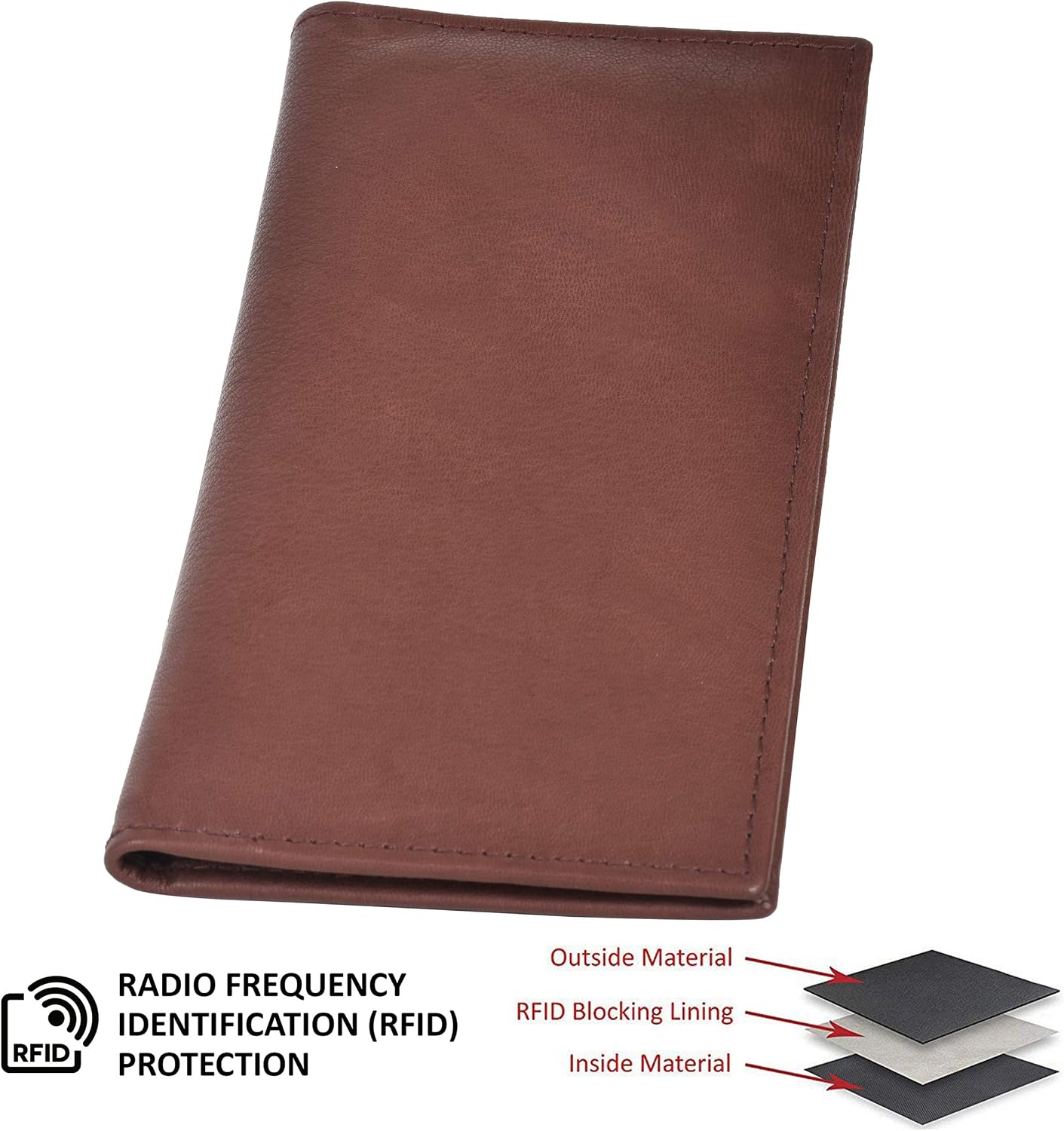 Leatherboss Plain Checkbook Cover With RFID Protection