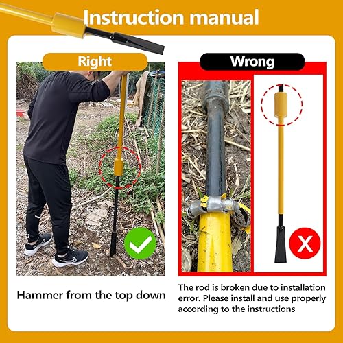 Root Cutting Tool, Hole Digging Tool, Tamping Bars, Garden Remover Tool for Bamboo Tree Roots Rocks Shrubs Bushes Stumps - Heavy Duty