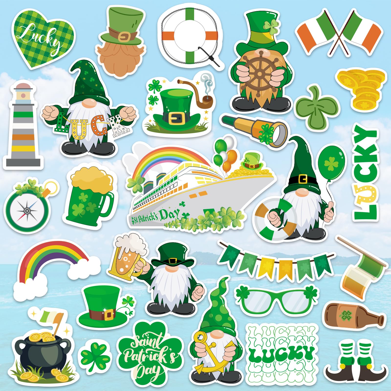 Blinket Style A Saint Patrick’s Day Cruise Soft Magnetic Stickers 29 Pieces Pvc Strong Soft Magnets For Stateroom Doors Refrigerator Party Decorations Perfect For Saint Patrick’s Day Holiday Cruise Cabin ﻿