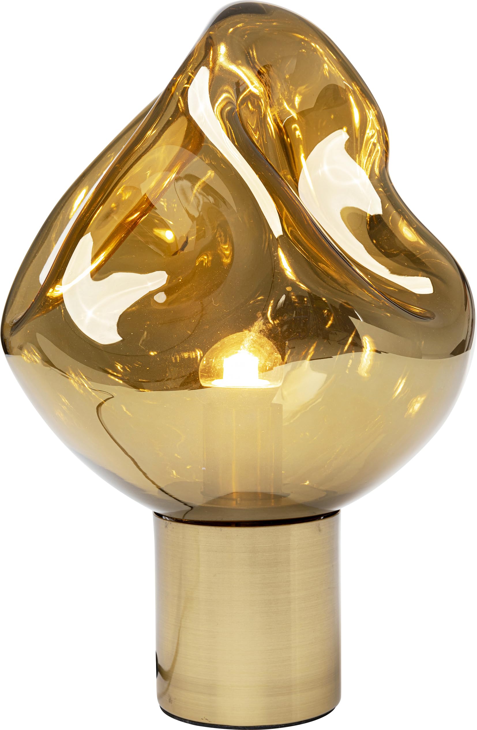 Kare Design Lampada da tavolo Supernova Amber, oro, tonda, abat jour, lampadina comodino, tavolino, per scrivania, stile glamour, elegante, 38x25x25cm (A/L/P), lampadina non inclusa