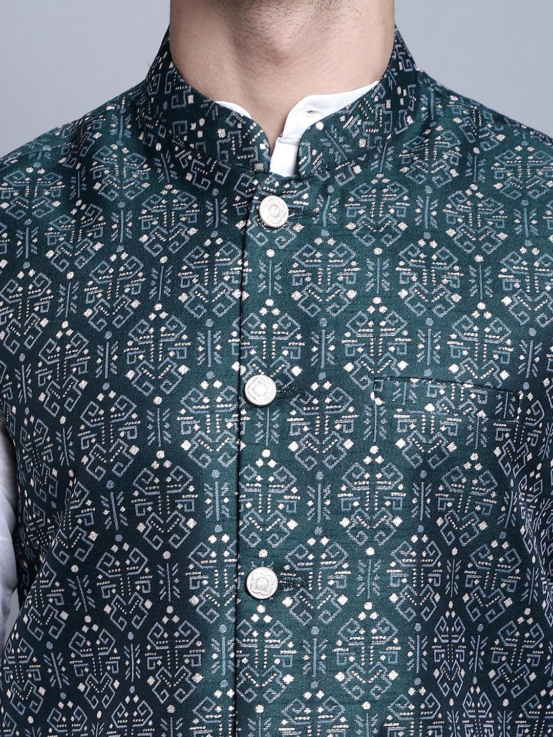 Maple Clothing Men's Nehru Jacket Indian Traditional Vest Brocade Waistcoat Bandhgala Festive Wedding Outfit