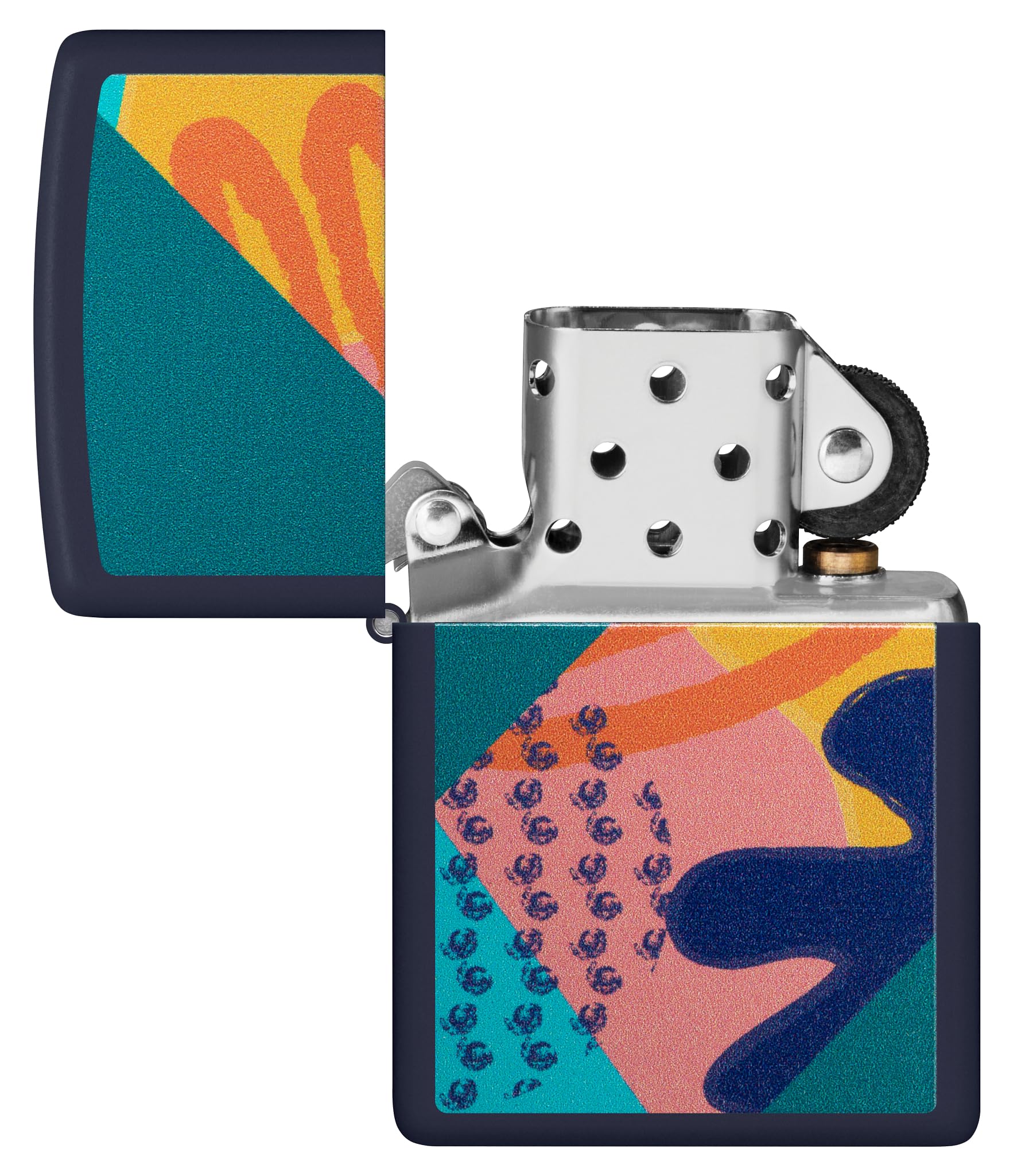 Zippo Pattern Zapalniczka Sztormowa, Kolorowy Nadruk, do Napełniania, Wielokrotnego Użytku, Wiatroodporna Konstrukcja, Pudełko na Prezent, Wykonano w USA, Kolor Granatowy Matowy (Navy Matte)
