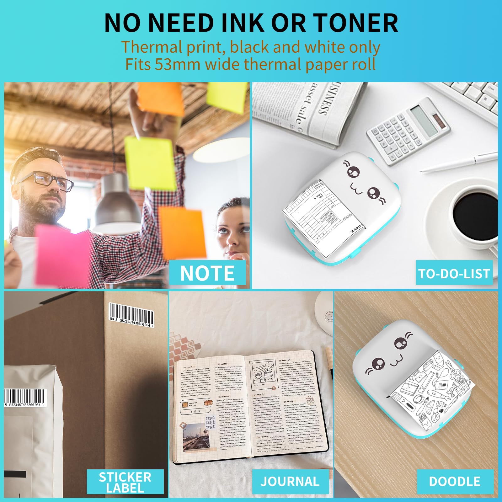 Portable Label Maker IDPRT S1 Mini Thermal Sticker Printer With 3 Paper ...