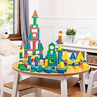 Vista 9 de Melissa & Doug Juego de bloques de construcción de madera, 200 bloques en 4 colores y 9 formas