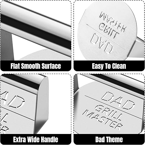 Miniatura 3 de Haooryx Regalo de prensa de hamburguesas de acero inoxidable para el Día del Padre, parrilla de prensa de hamburguesas maestro con mango resistente