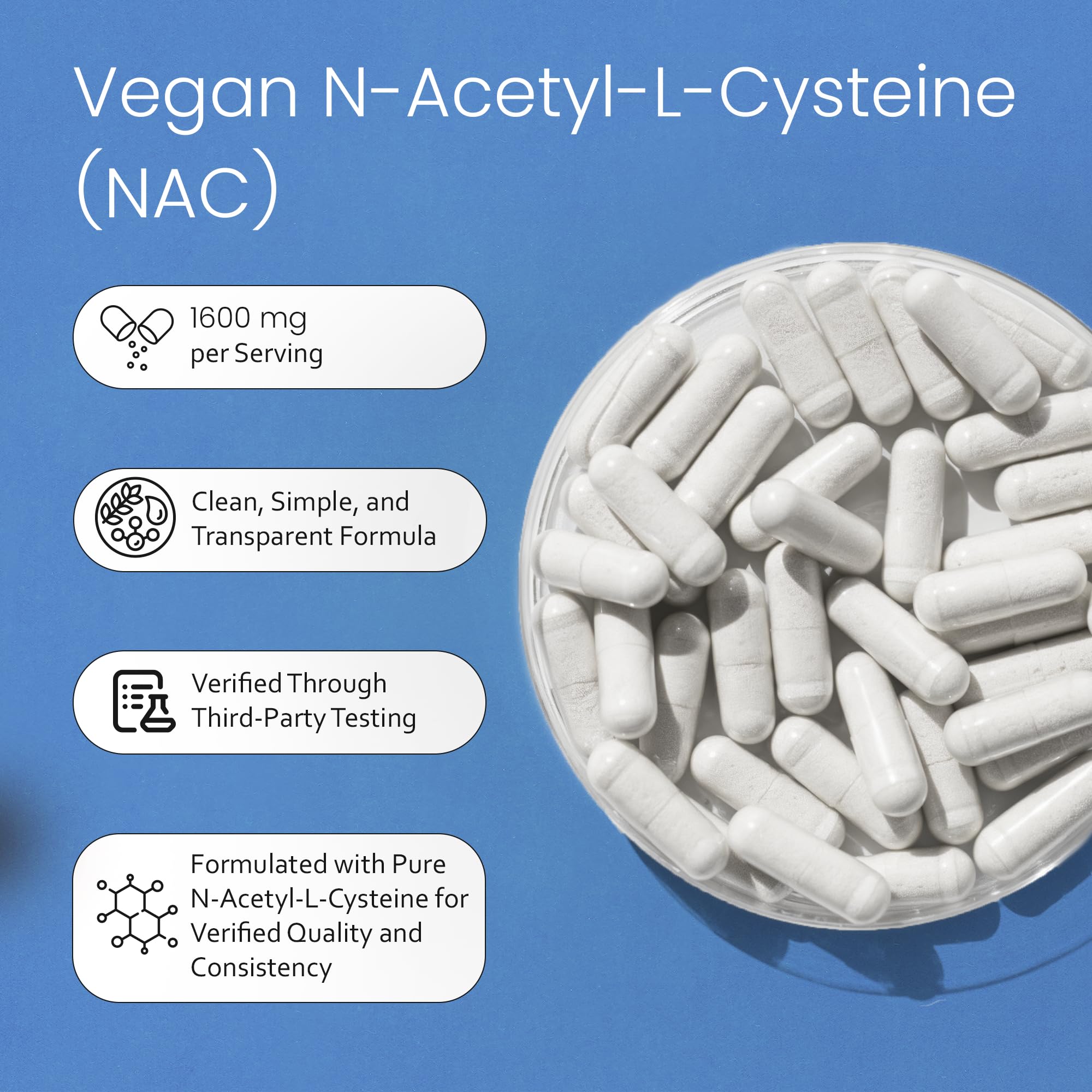 NaturaLife Labs N-Acetyl-L-Cysteine (NAC) 1600 mg – 100 Capsules - Vegan, Non-GMO & Gluten-Free — Amazon image 4