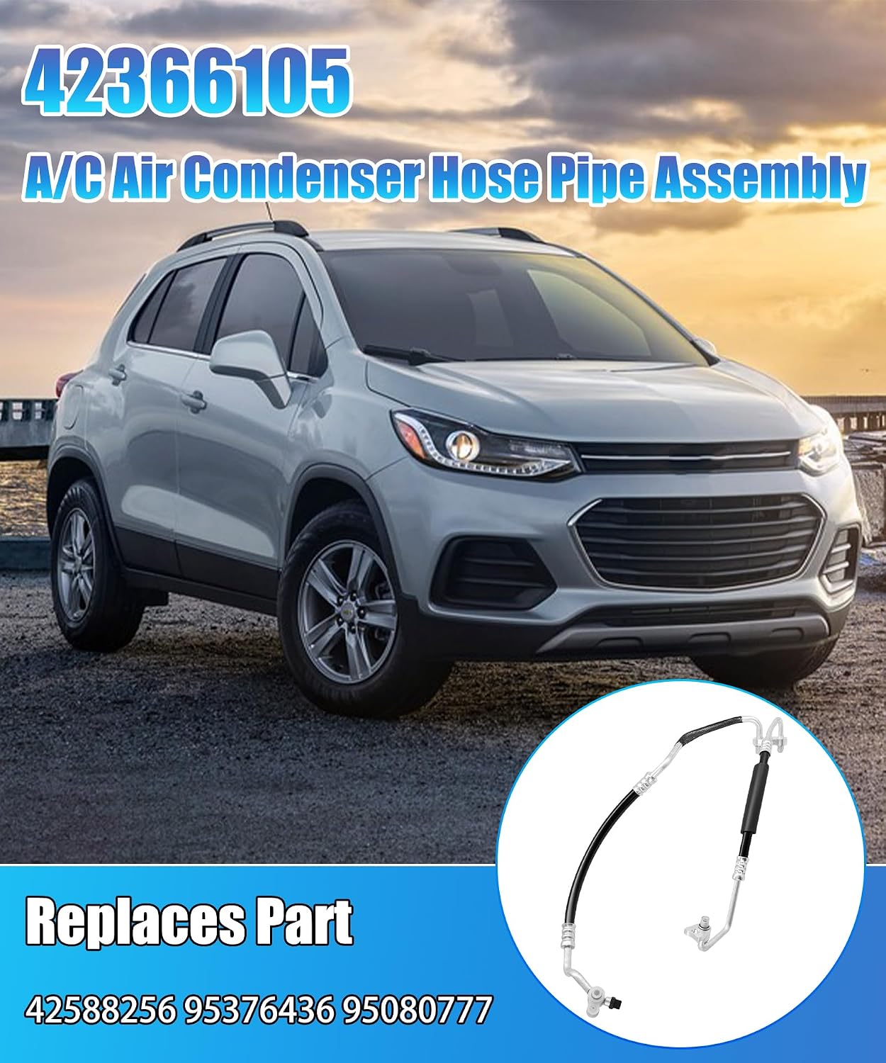 42366105 A/C Air Condenser Hose Pipe Assembly Fits For 2015-2020 Chevrolet Trax 1.4L,2013-2015 Buick Encore 1.4L, Replaces 42588256 95376436 95080777 42366105