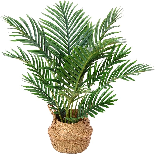 Kazeila Artificial Plants Indoor in Pot 60cm Tall Fake Plants Palm Tree Plastic Faux Tropical Plant for Home Living Room Decoration(1Pack)
