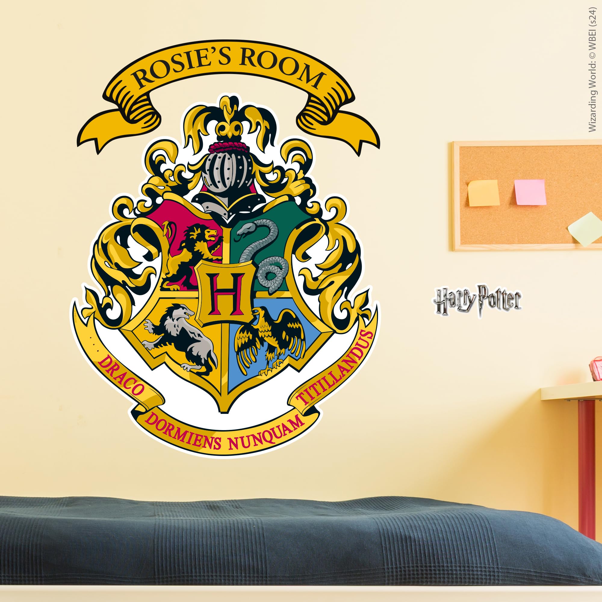 Themed Red Harry Potter Wall Sticker – Hogwarts Crest Personalised Wall Decal Wizarding World Art (90Cm (W) X 65Cm (H))
