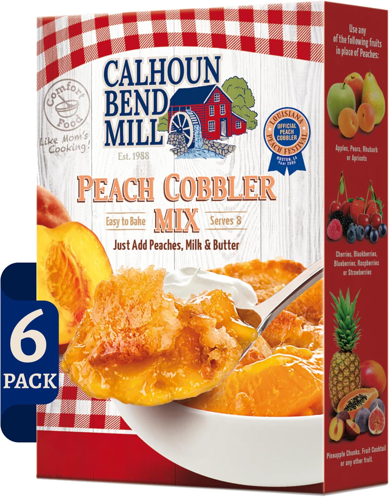Peach Cobbler Mix | Easy to Make Classic Southern Dessert | Versatile Crust Mix for Peach & Other Fruit Fillings | Sweet and Crunchy | Ideal for Baking Enthusiasts - 8 Oz (Pack of 6)