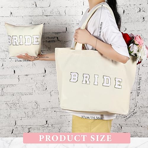 Miniatura 2 de Sweetude Bolsa de lona para novia, con cremallera, regalo de novia, bolsa de maquillaje, regalos de despedida de soltera, despedida de soltera,