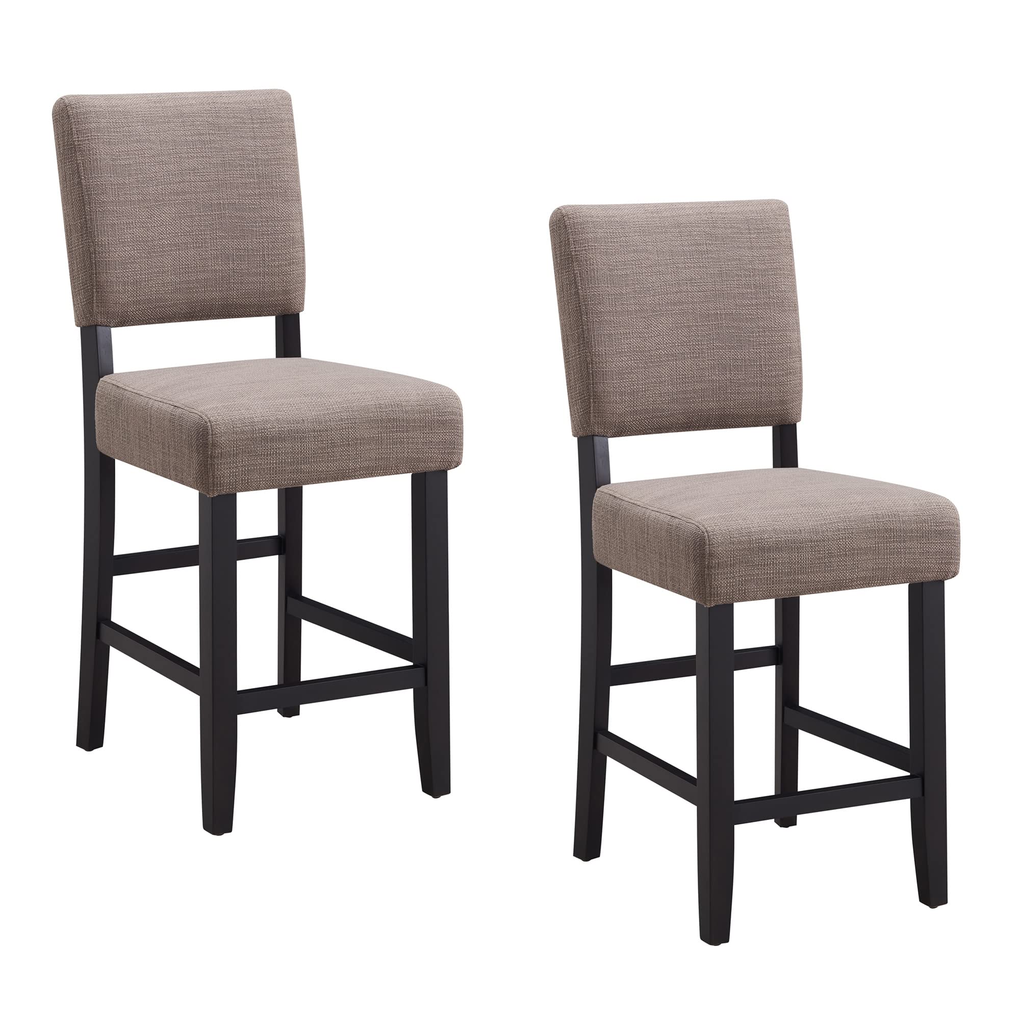 Leick Home 10086BLKGL Wood Upholstered Back Counter Height Stool Set
