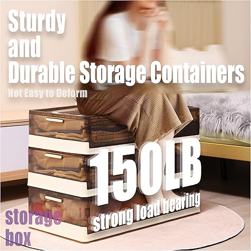 Miniatura 5 de VZIUDYN Contenedores grandes de almacenamiento debajo de la cama, paquete de 2 unidades, 49L 1 paquete, contenedores de plástico apilables debajo de