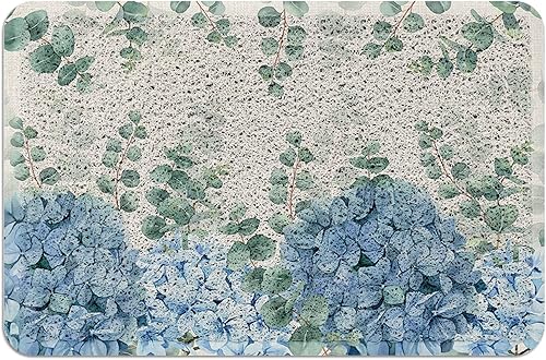 Agriism Tapete de entrada para interiores y exteriores diseño de hortensias de acuarela estilo granja estilo granja tapete de bienvenida para