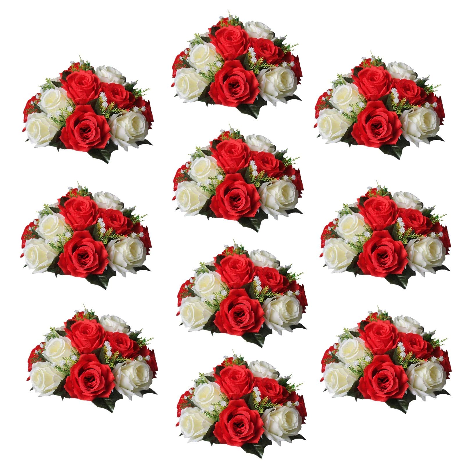 Sziqiqi Pack of 10 Fake Flower, Silk Rose Flowers, Suit for Wedding/Party Centerpiece Road Lead Flower Rack Decorations, 10 Pieces