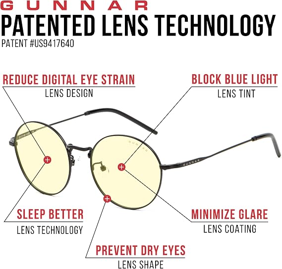 نظارات GUNNAR للألعاب والكمبيوتر | Ellipse، تحجب 65% من الضوء الأزرق و100% من الأشعة فوق البنفسجية